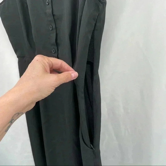 Yaya Women’s Black Open Back Dress Medium Lightweight Sleeveless Button Zipper - Picture 4 of 9